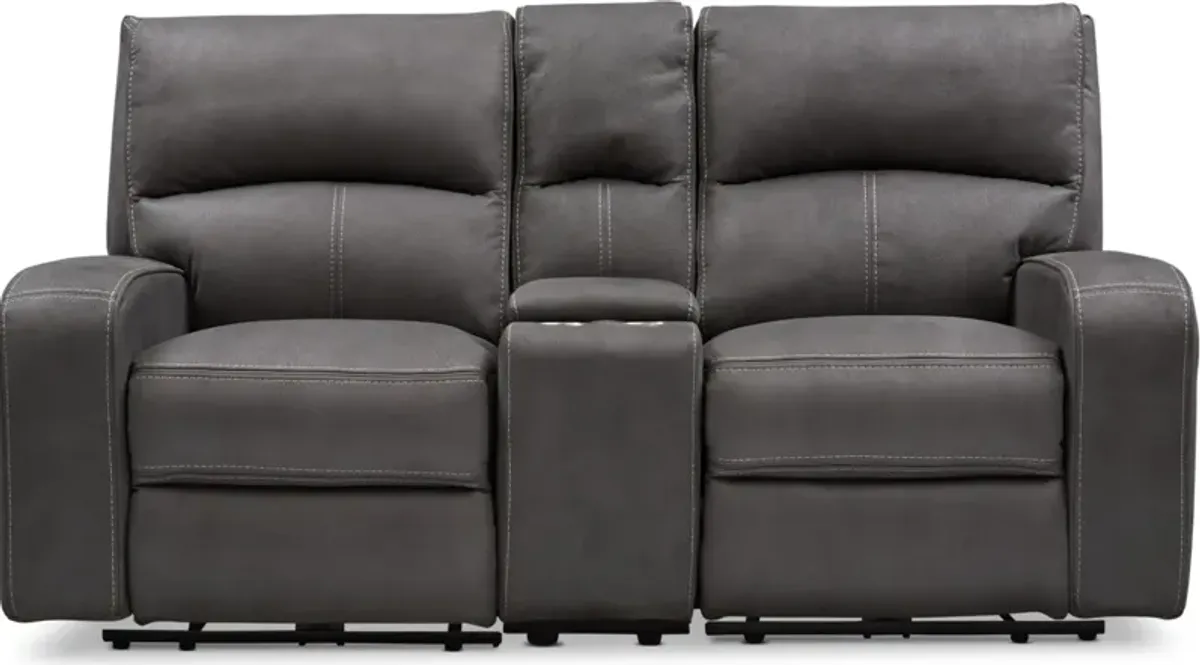 Burke Manual Reclining Loveseat with Console - Charcoal