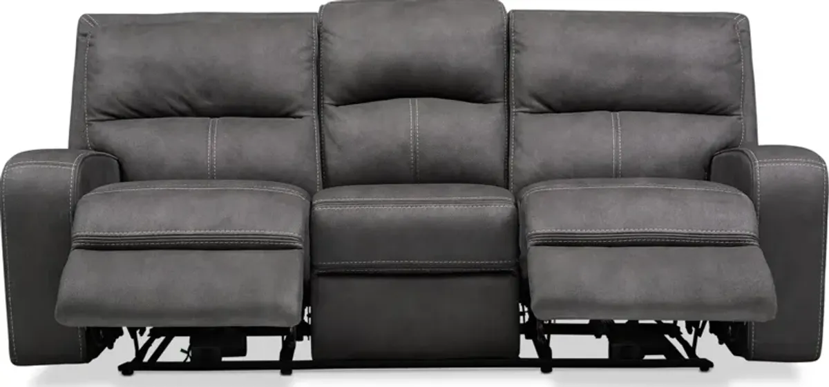 Burke Manual Reclining Sofa and Recliner Set - Charcoal