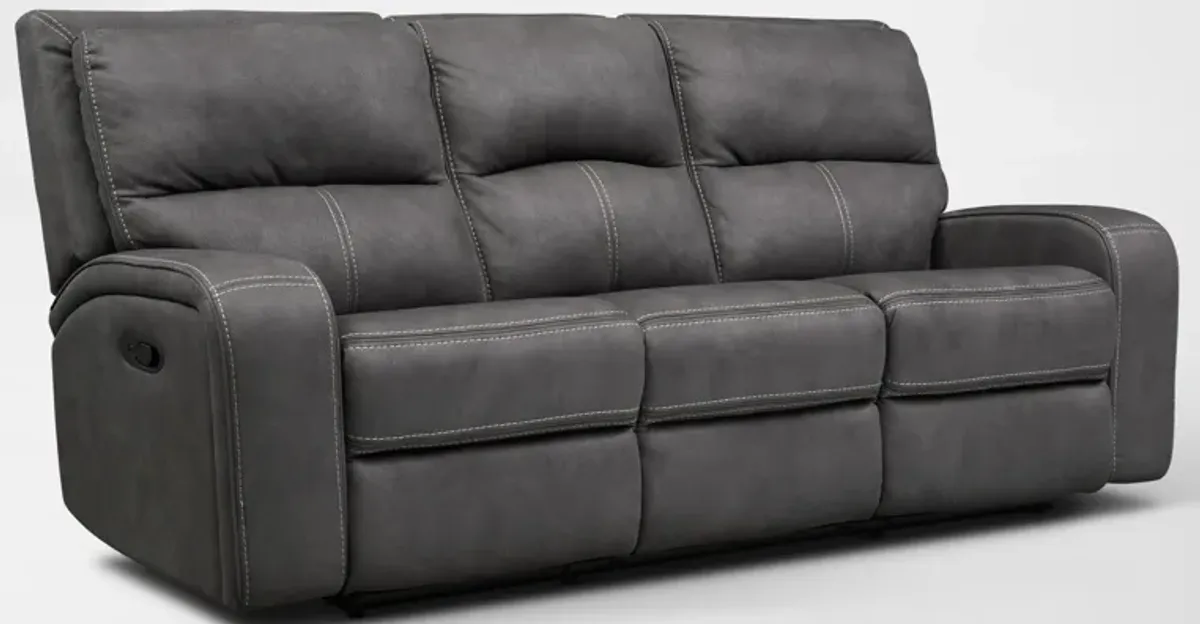 Burke Manual Reclining Sofa and Recliner Set - Charcoal