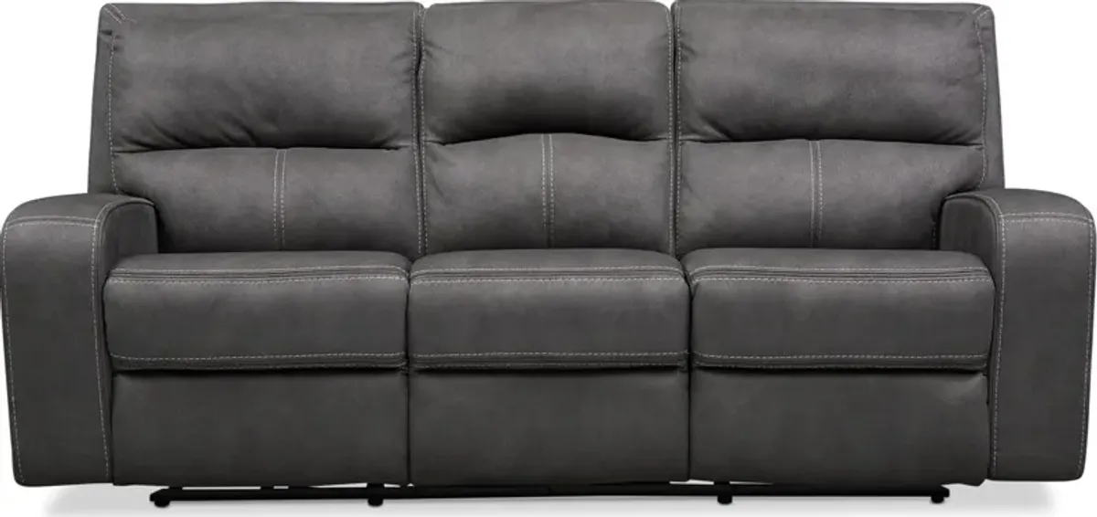 Burke Manual Reclining Sofa and Recliner Set - Charcoal