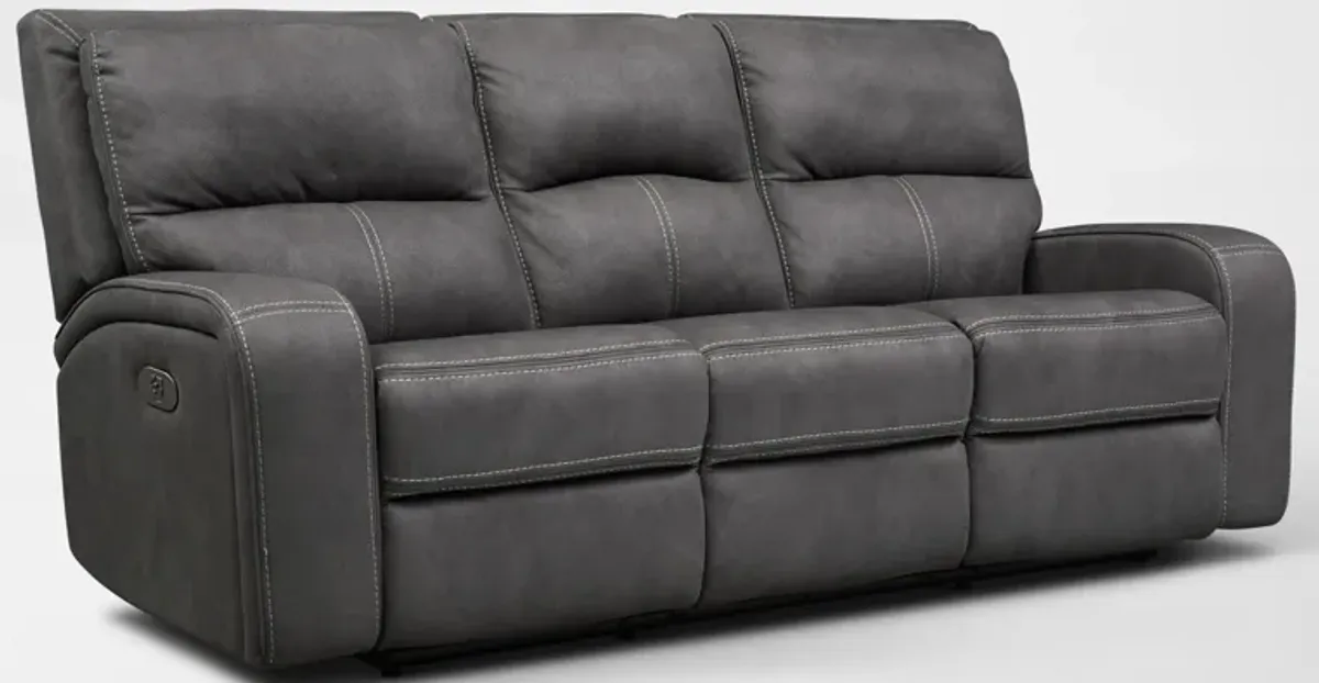 Burke Dual-Power Reclining Sofa and Recliner Set - Charcoal