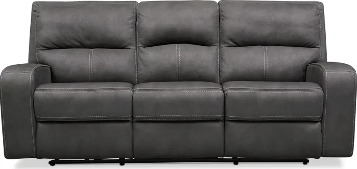 Burke Dual-Power Reclining Sofa and Loveseat - Charcoal