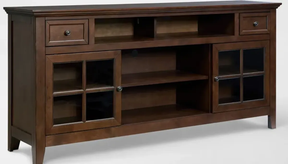 Lincoln Solid Wood 74” TV Stand with USB Charging - Hickory