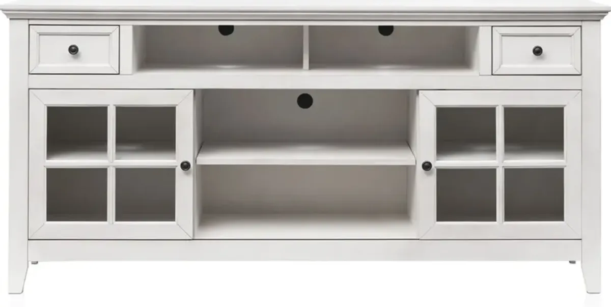 Lincoln 74” TV Stand with USB Charging - White