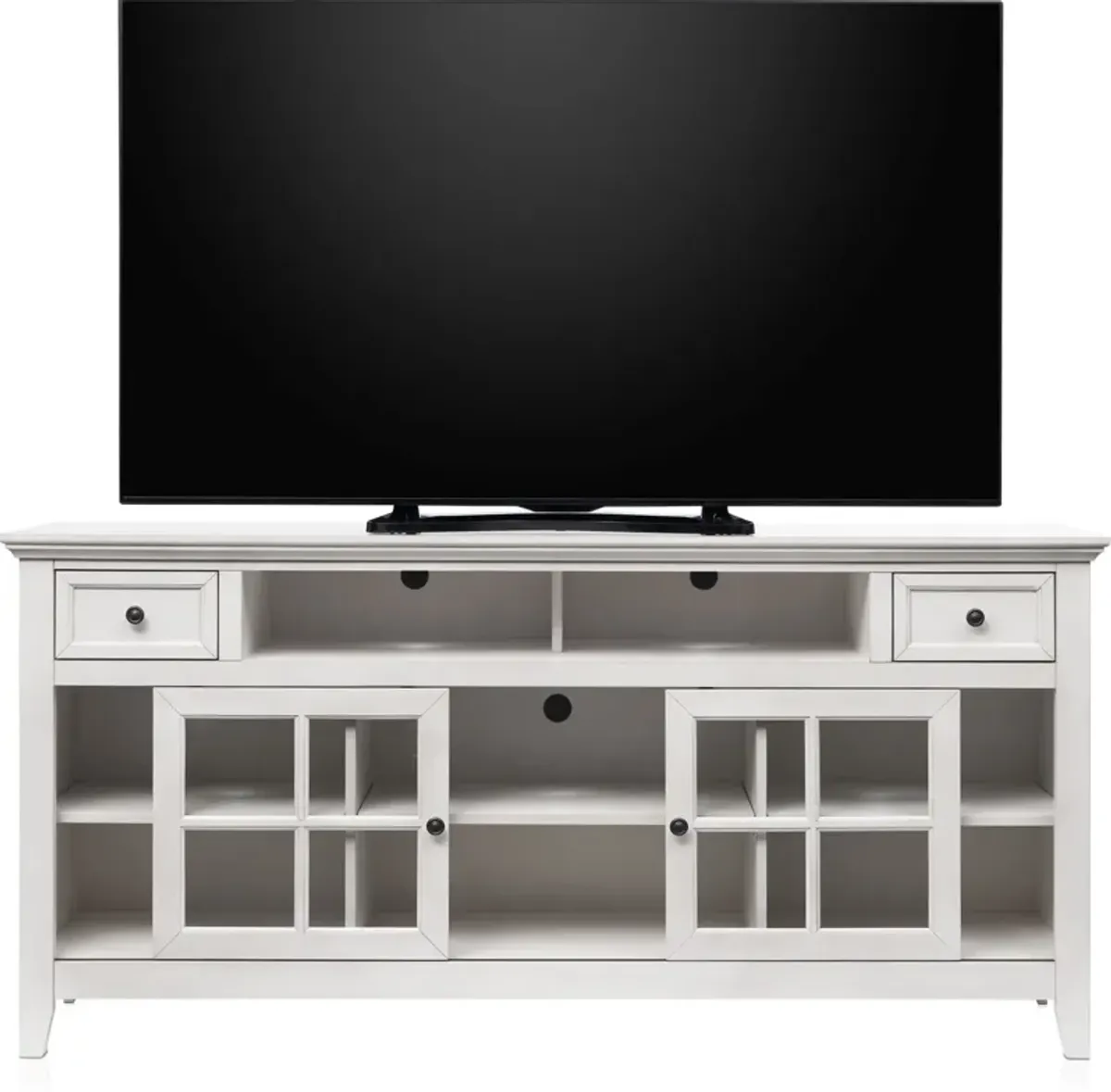 Lincoln 74” TV Stand with USB Charging - White