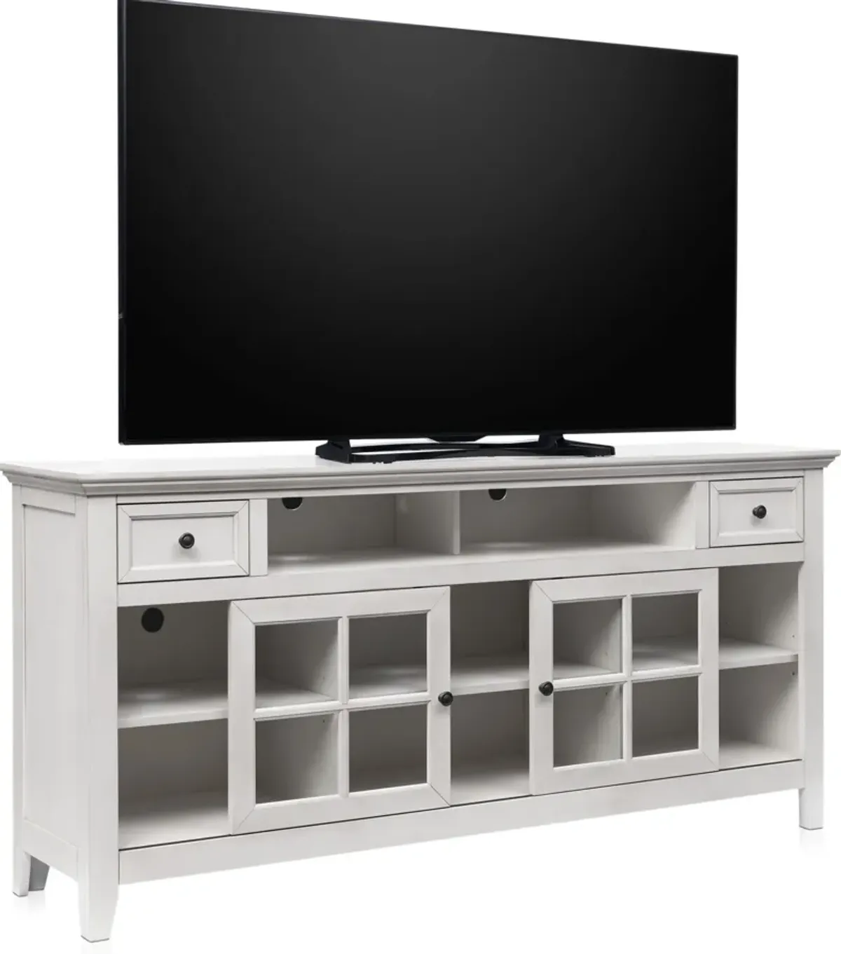 Lincoln 74” TV Stand with USB Charging - White