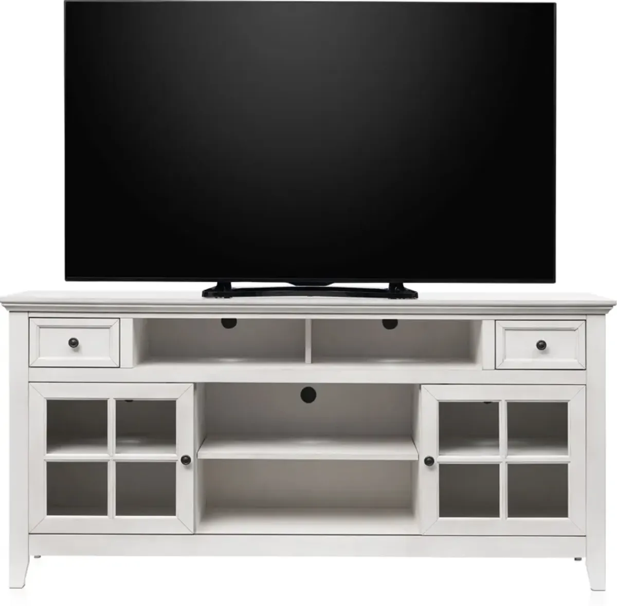 Lincoln 74” TV Stand with USB Charging - White