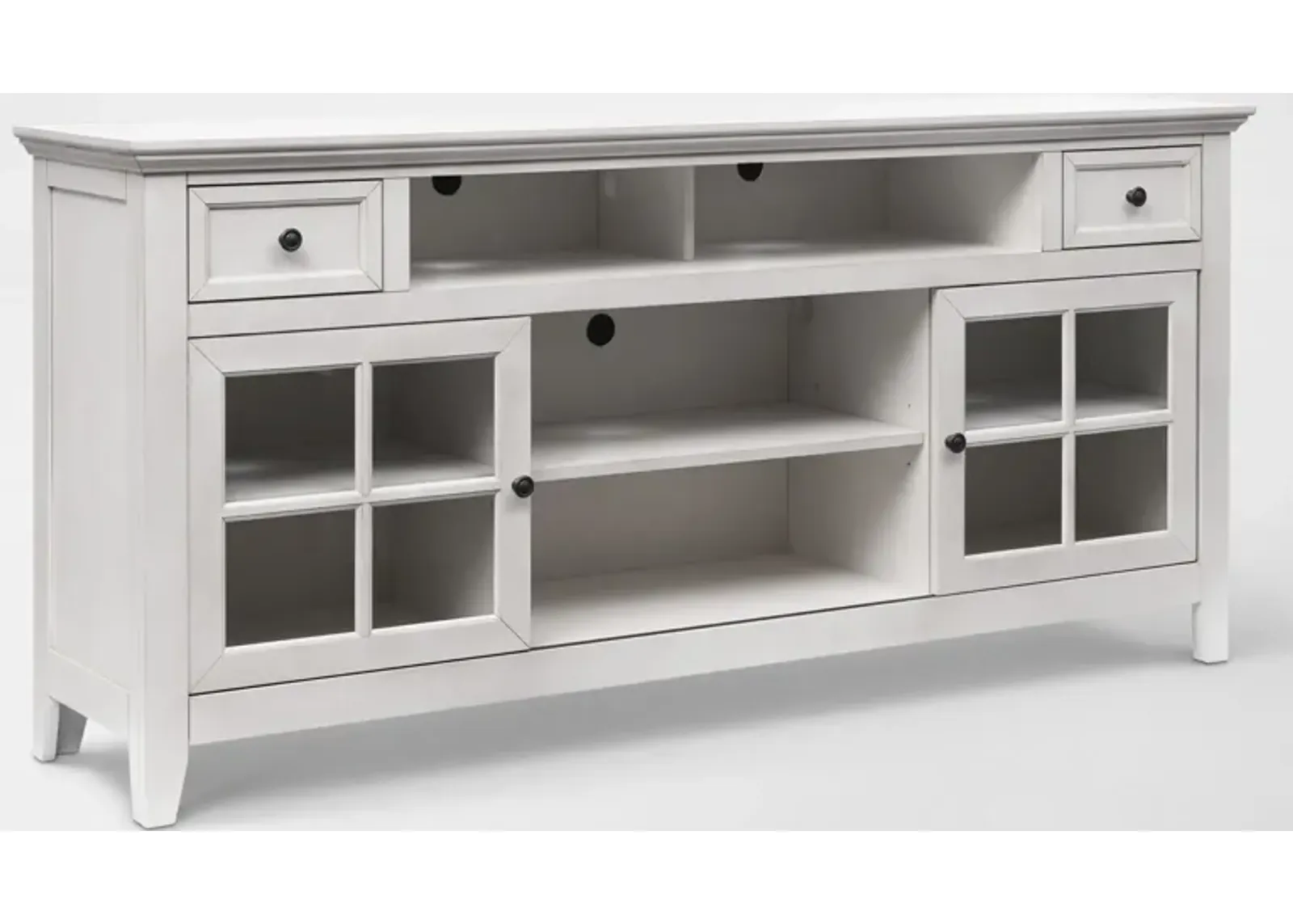 Lincoln 74” TV Stand with USB Charging - White