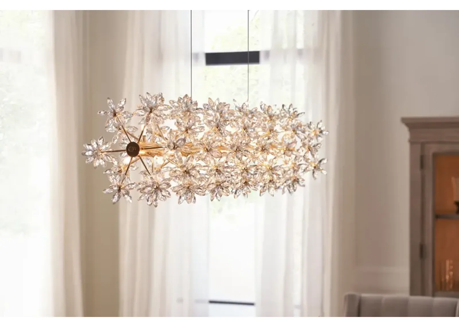 Bouquet 18-Light Rectangle Chandelier by Michael Amini