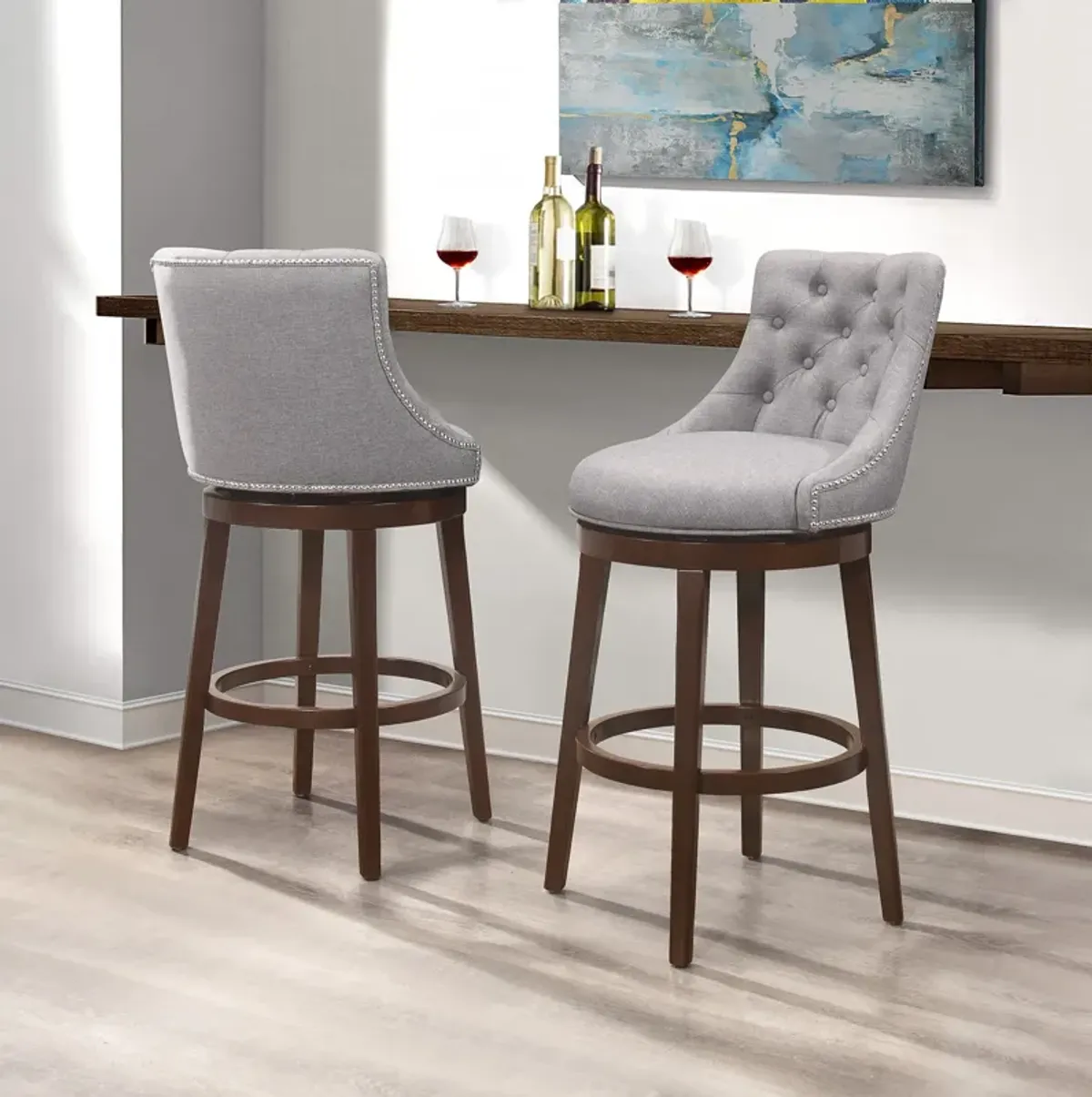 Rickton Swivel Bar Stool - Gray