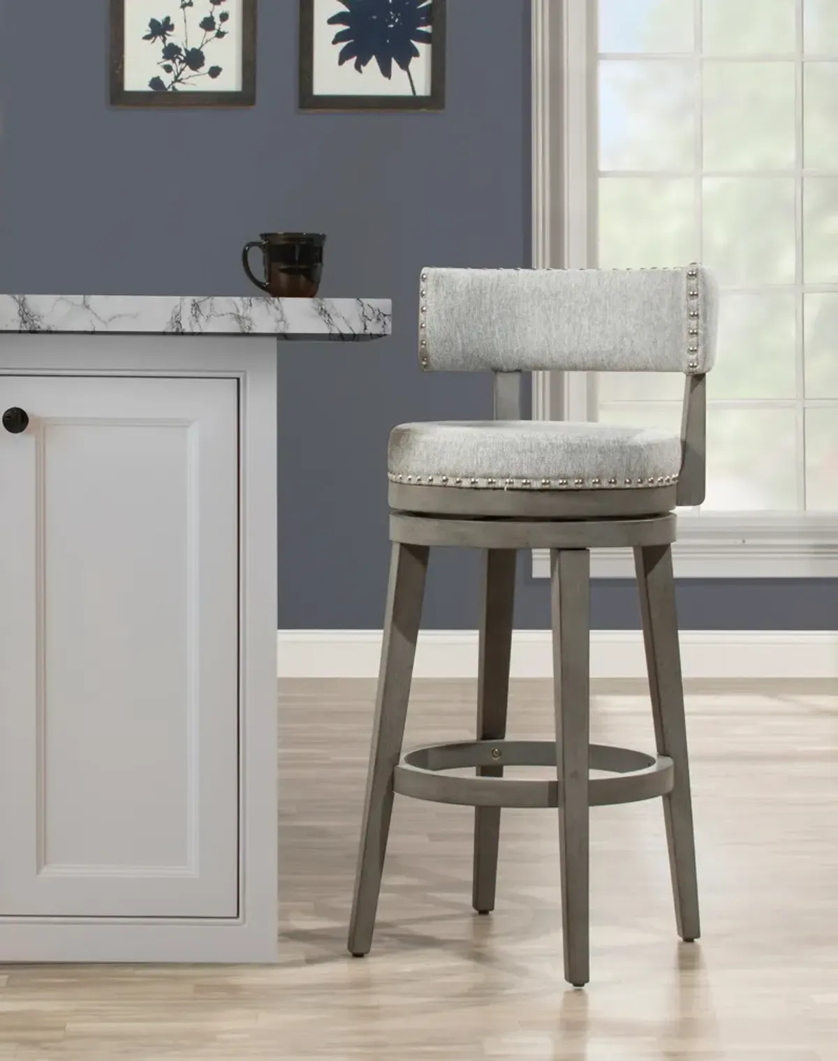 Nella Swivel Bar Stool - Gray