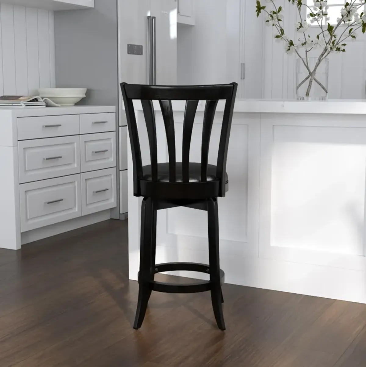 Roberta Swivel Counter-Height Stool - Black