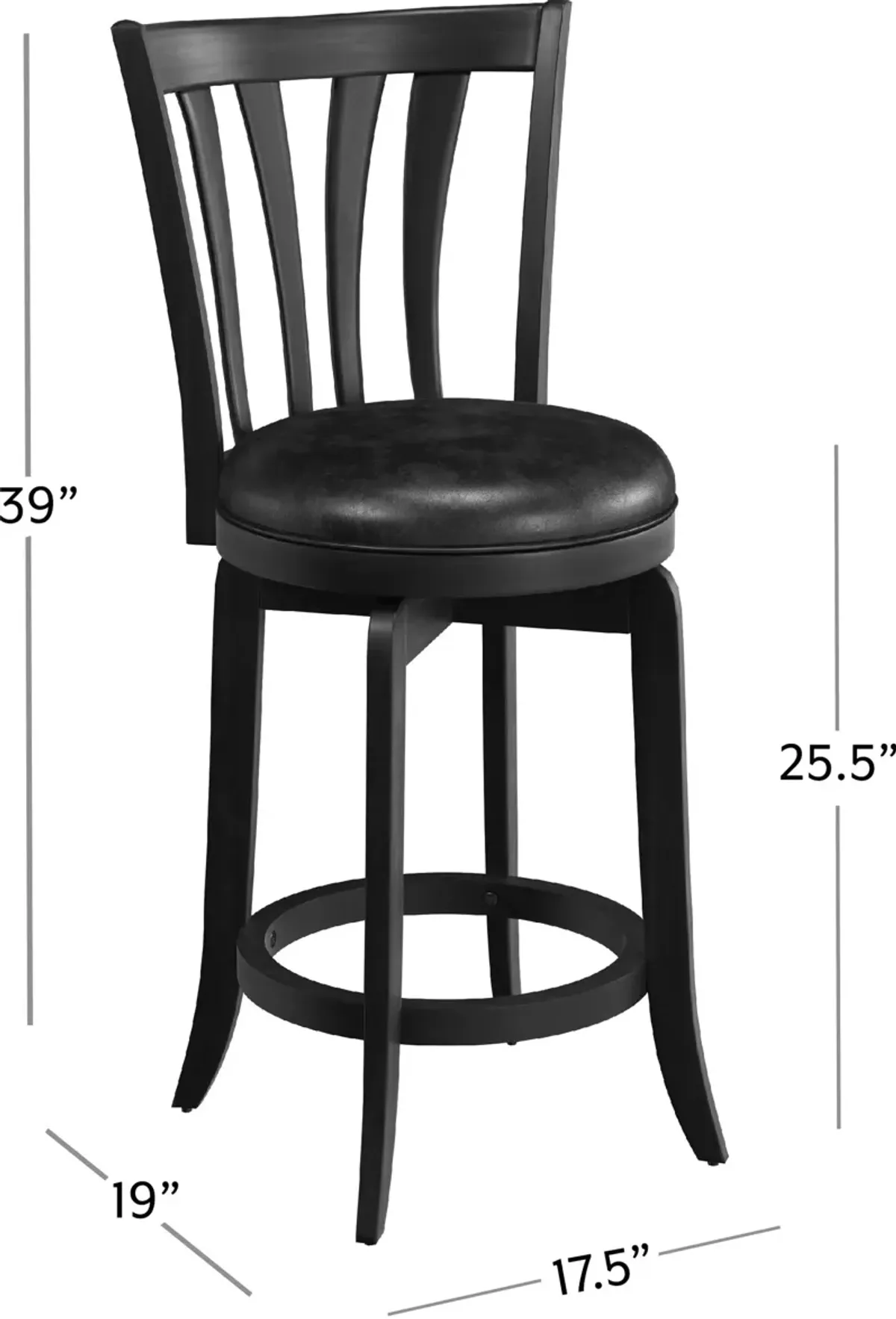 Roberta Swivel Counter-Height Stool - Black