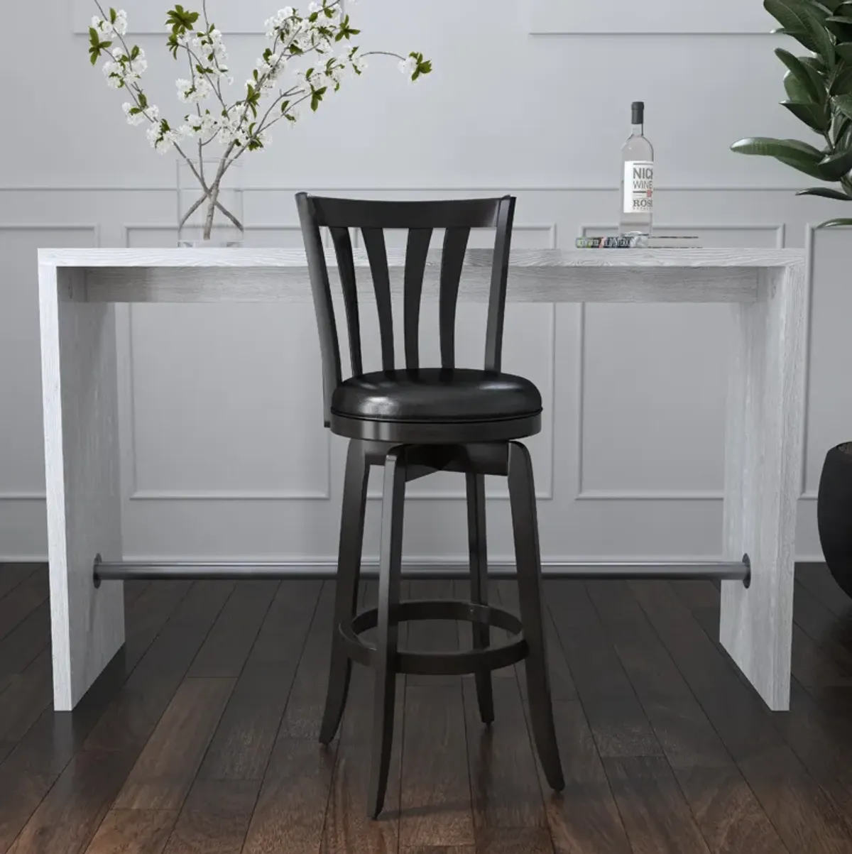 Roberta Swivel Bar Stool - Black