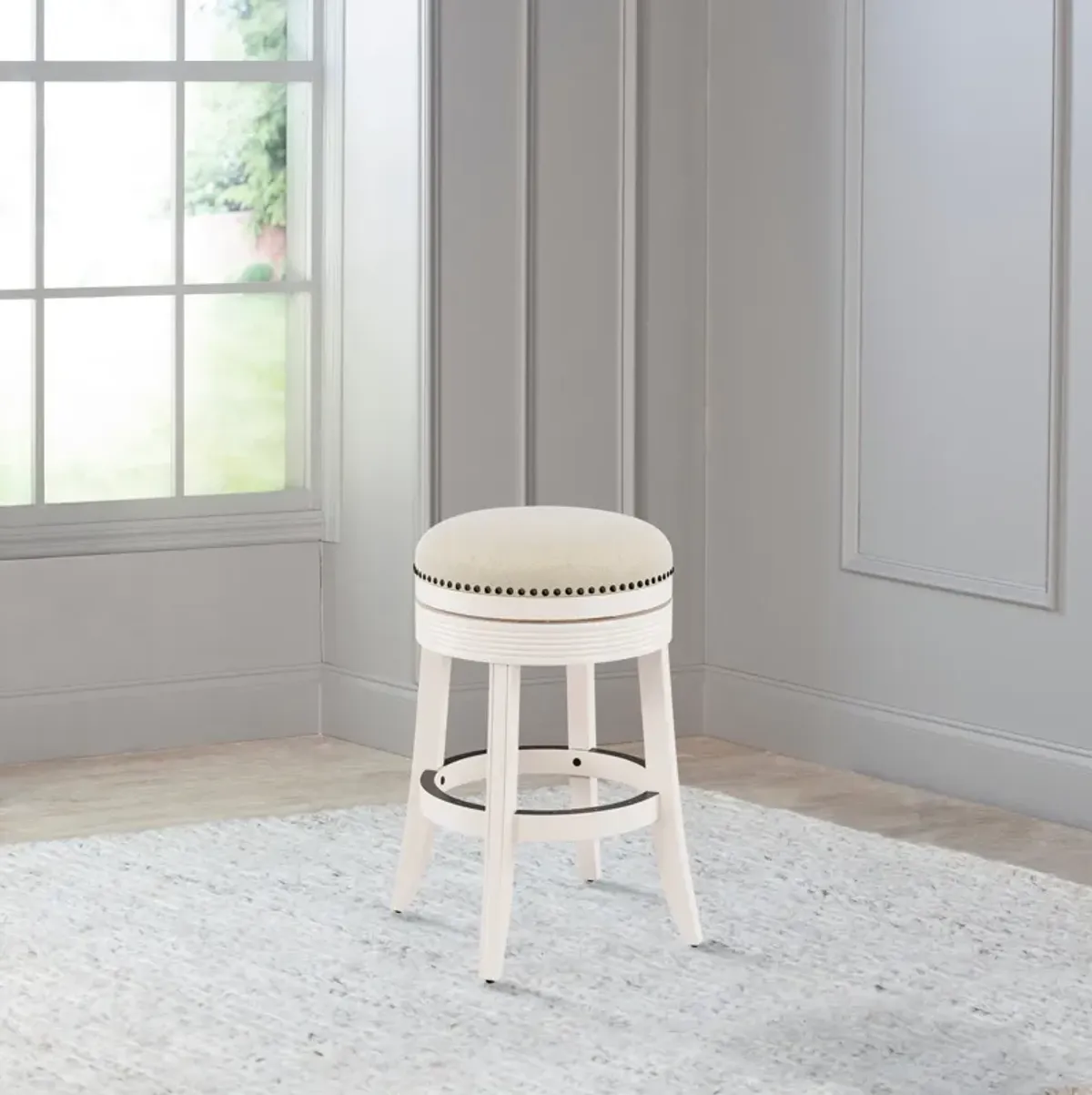 Marcie Swivel Counter-Height Stool - White