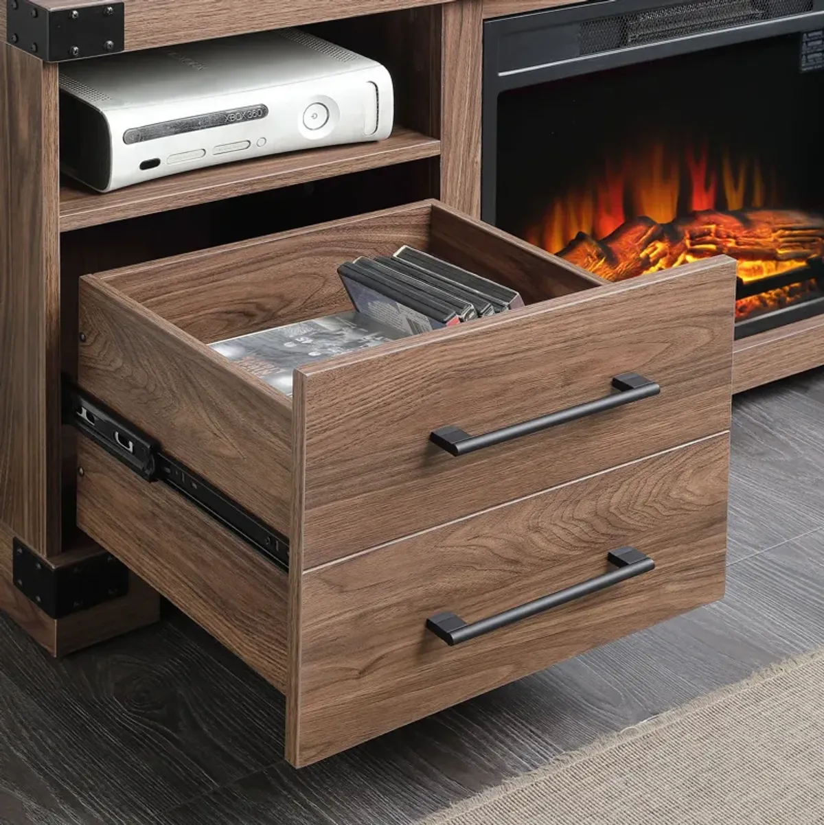 Sheryl TV Stand with Fireplace - Brown