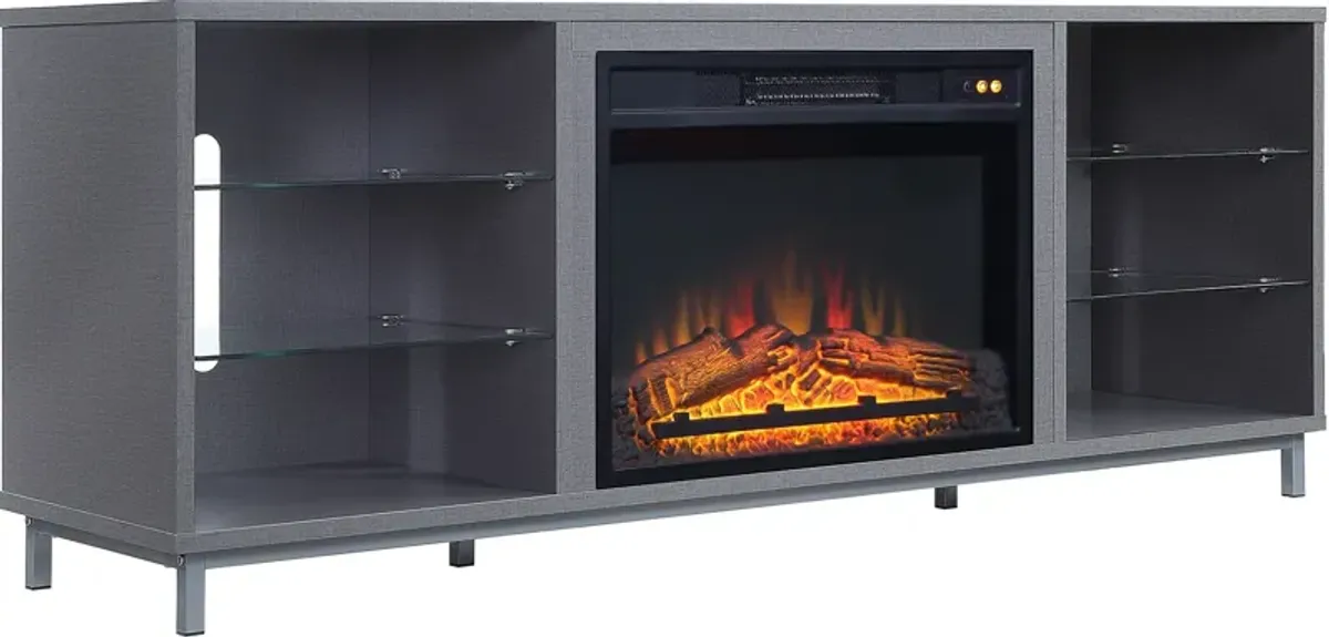 Mallorie TV Stand with Fireplace - Gray