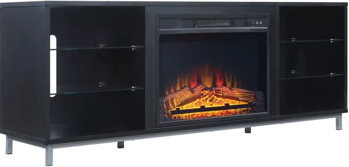 Mallorie TV Stand with Fireplace - Onyx