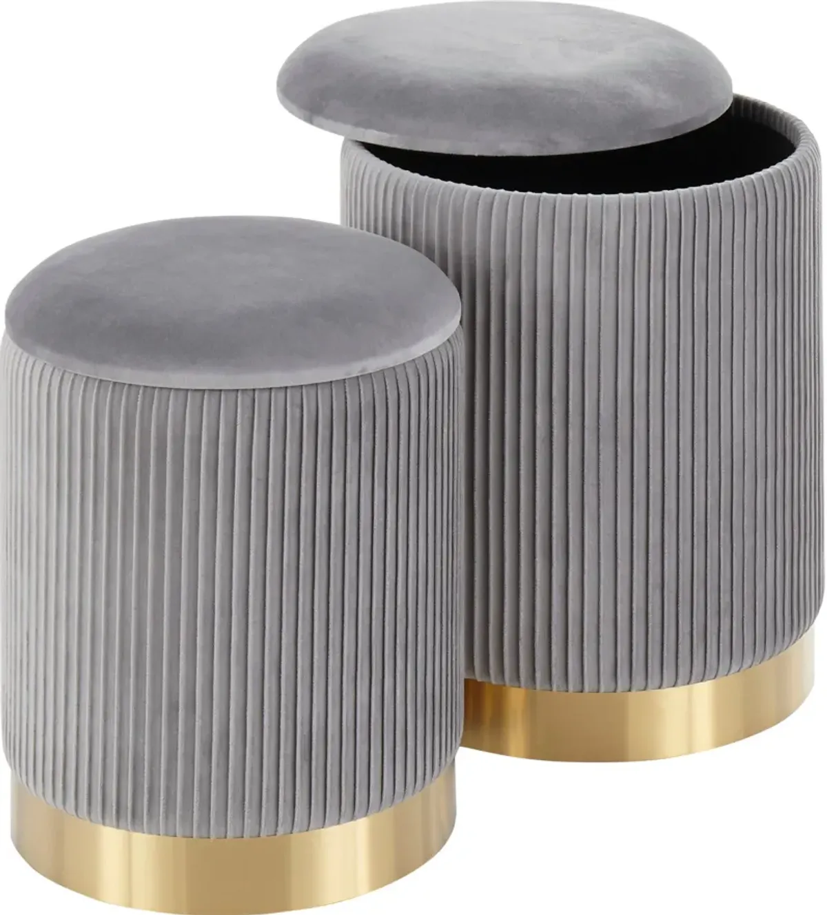 Mirage Set of 2 Nesting Ottomans - Gray/Gold