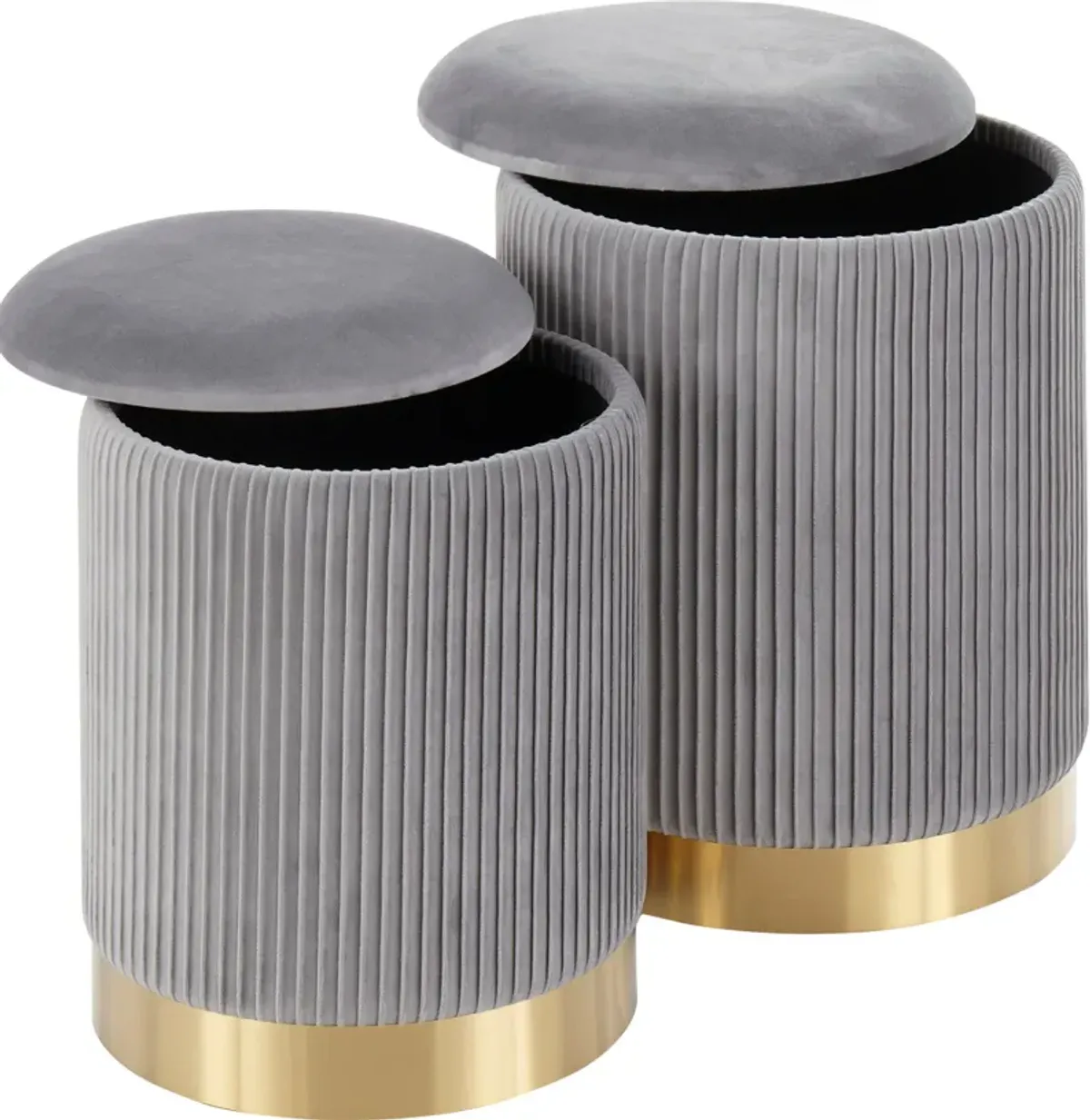 Mirage Set of 2 Nesting Ottomans - Gray/Gold