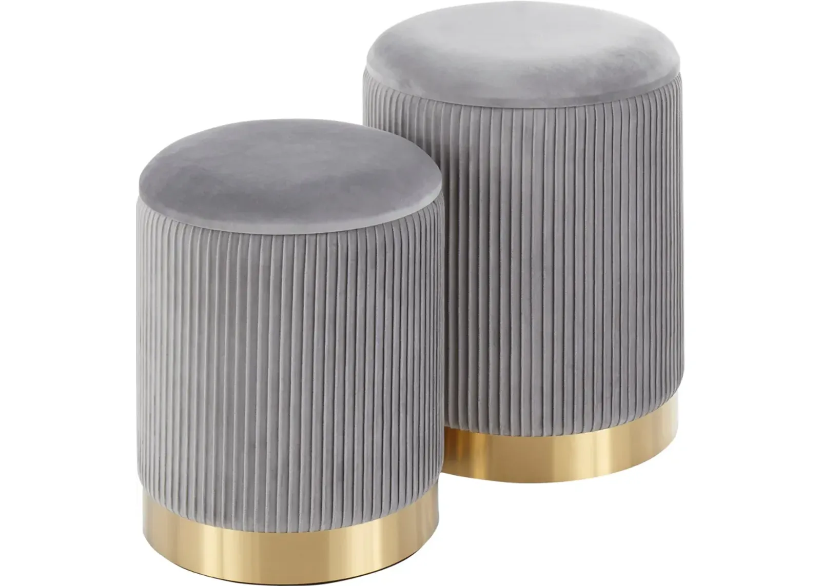 Mirage Set of 2 Nesting Ottomans - Gray/Gold