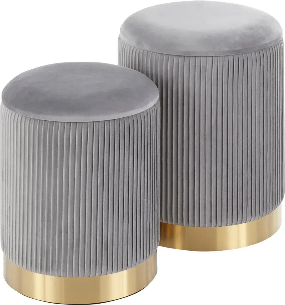 Mirage Set of 2 Nesting Ottomans - Gray/Gold