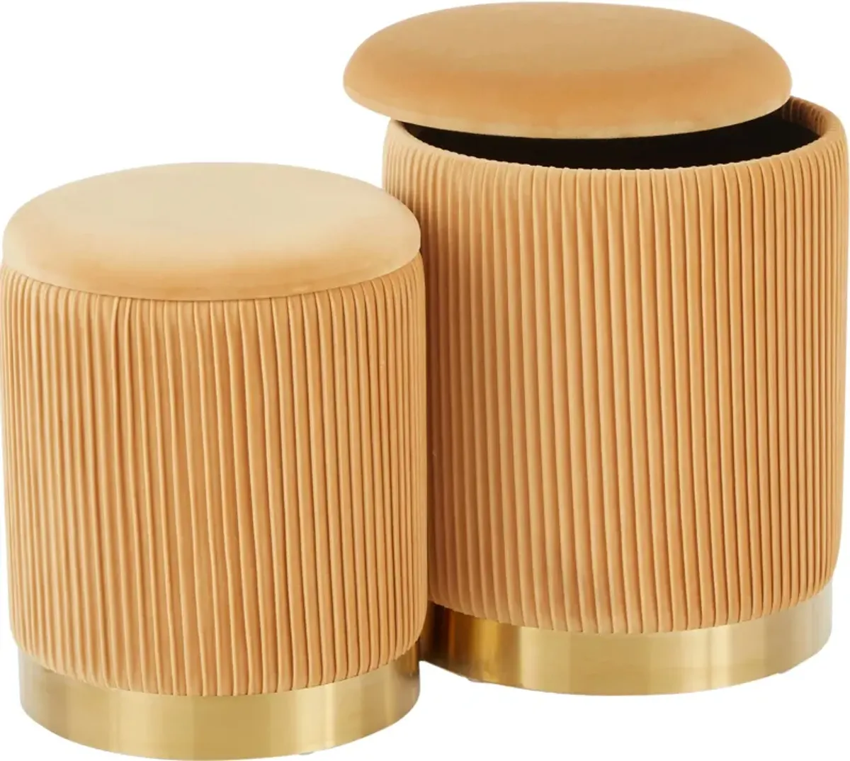 Mirage Set of 2 Nesting Ottomans - Gold/Yellow