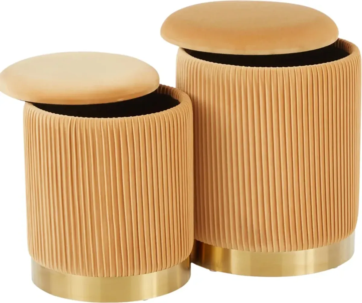 Mirage Set of 2 Nesting Ottomans - Gold/Yellow