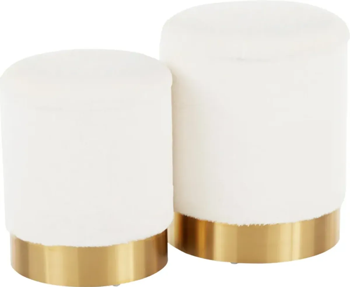 Mirage Set of 2 Nesting Ottomans - Gold/Cream