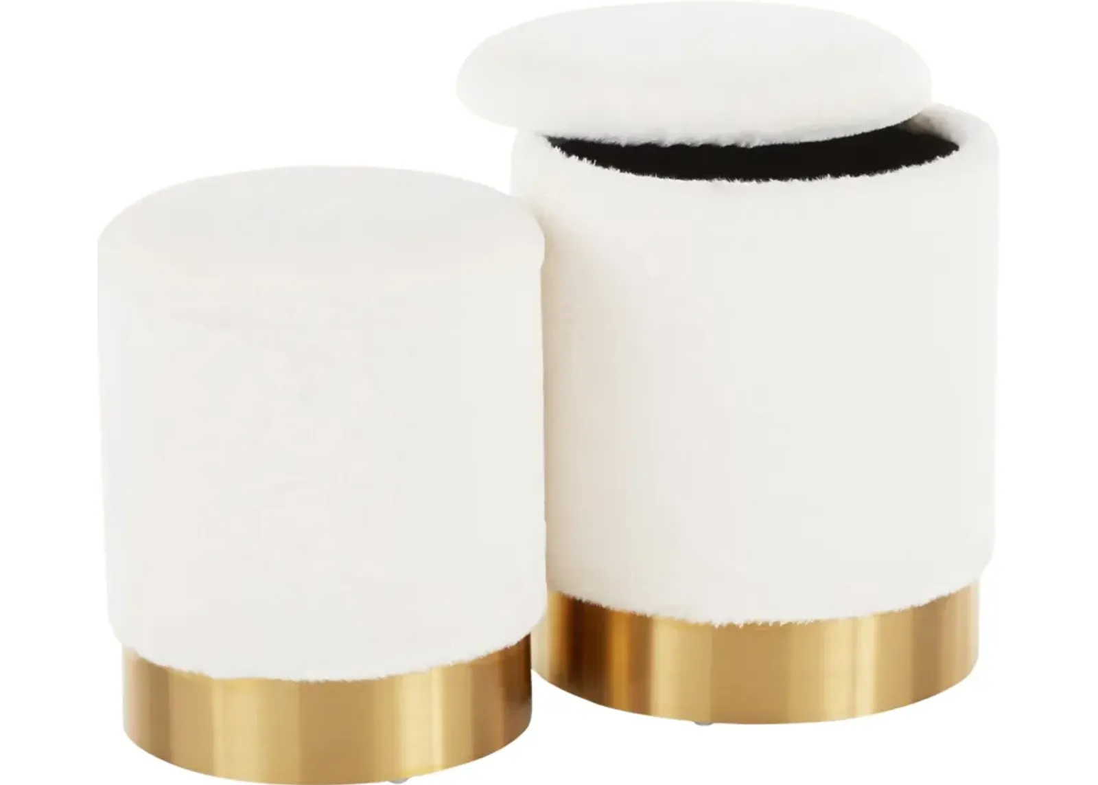 Mirage Set of 2 Nesting Ottomans - Gold/Cream