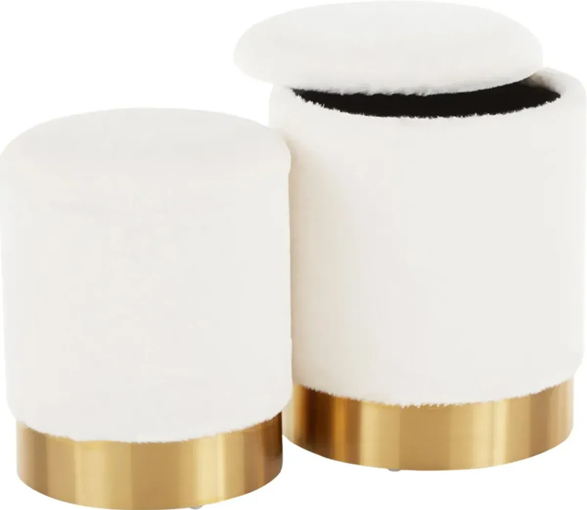 Mirage Set of 2 Nesting Ottomans - Gold/Cream