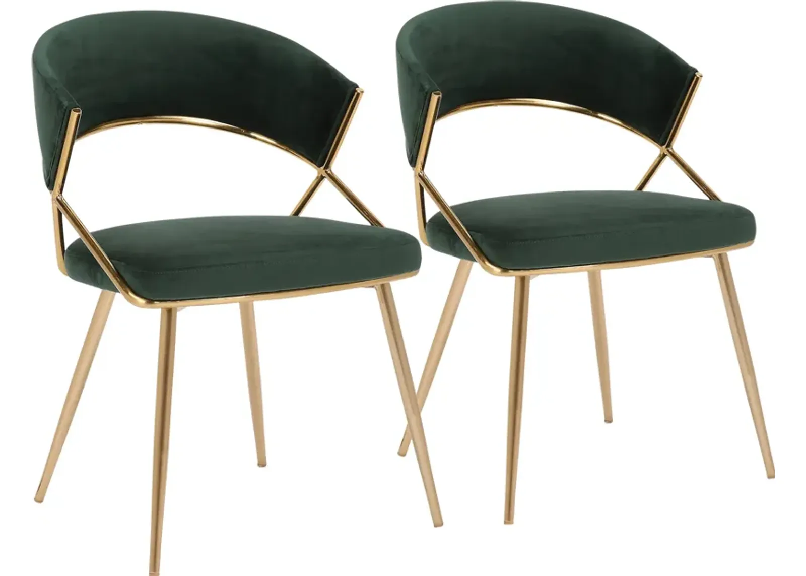 Cyntia 2-Piece Dining Chair Set - Green/Gold