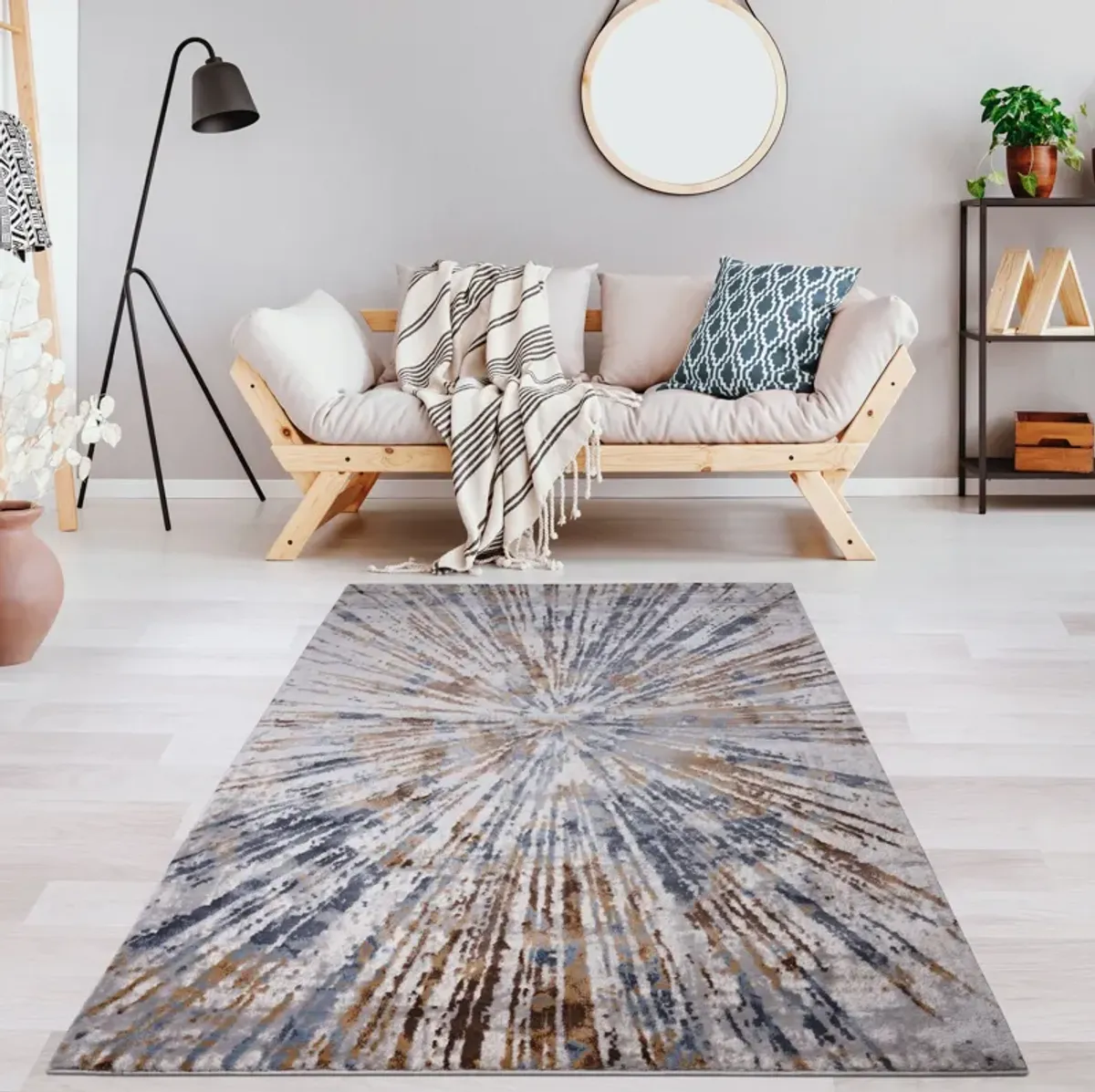 Davide 5' x 8' Area Rug - Blue/Brown