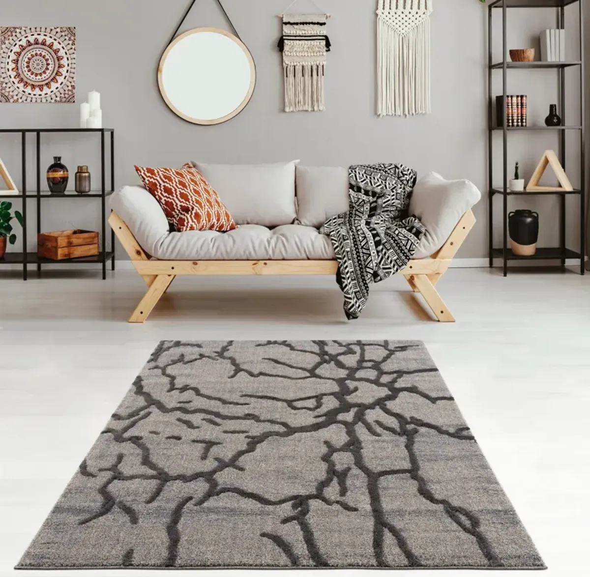 Paige 5' x 8' Area Rug -  Gray/Cream