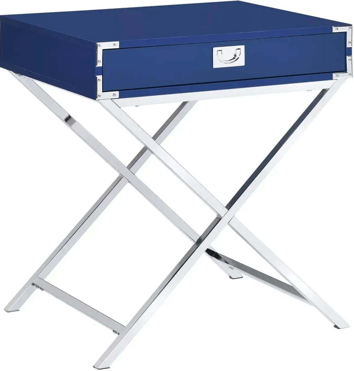 Breenon Nightstand - Chrome/Blue