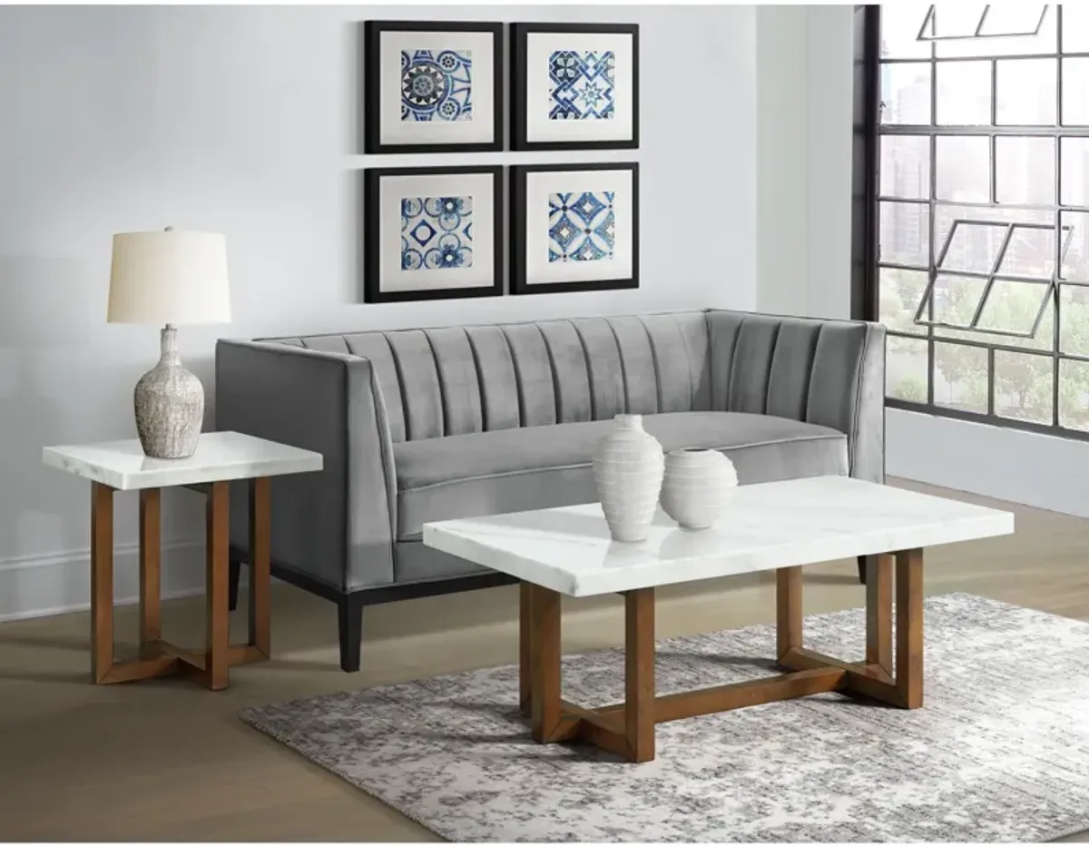 Elliana Marble Rectangular Coffee Table - White