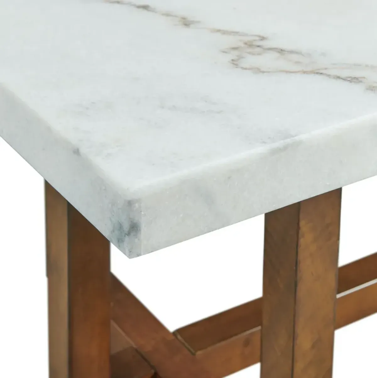 Elliana Marble Square End Table - White