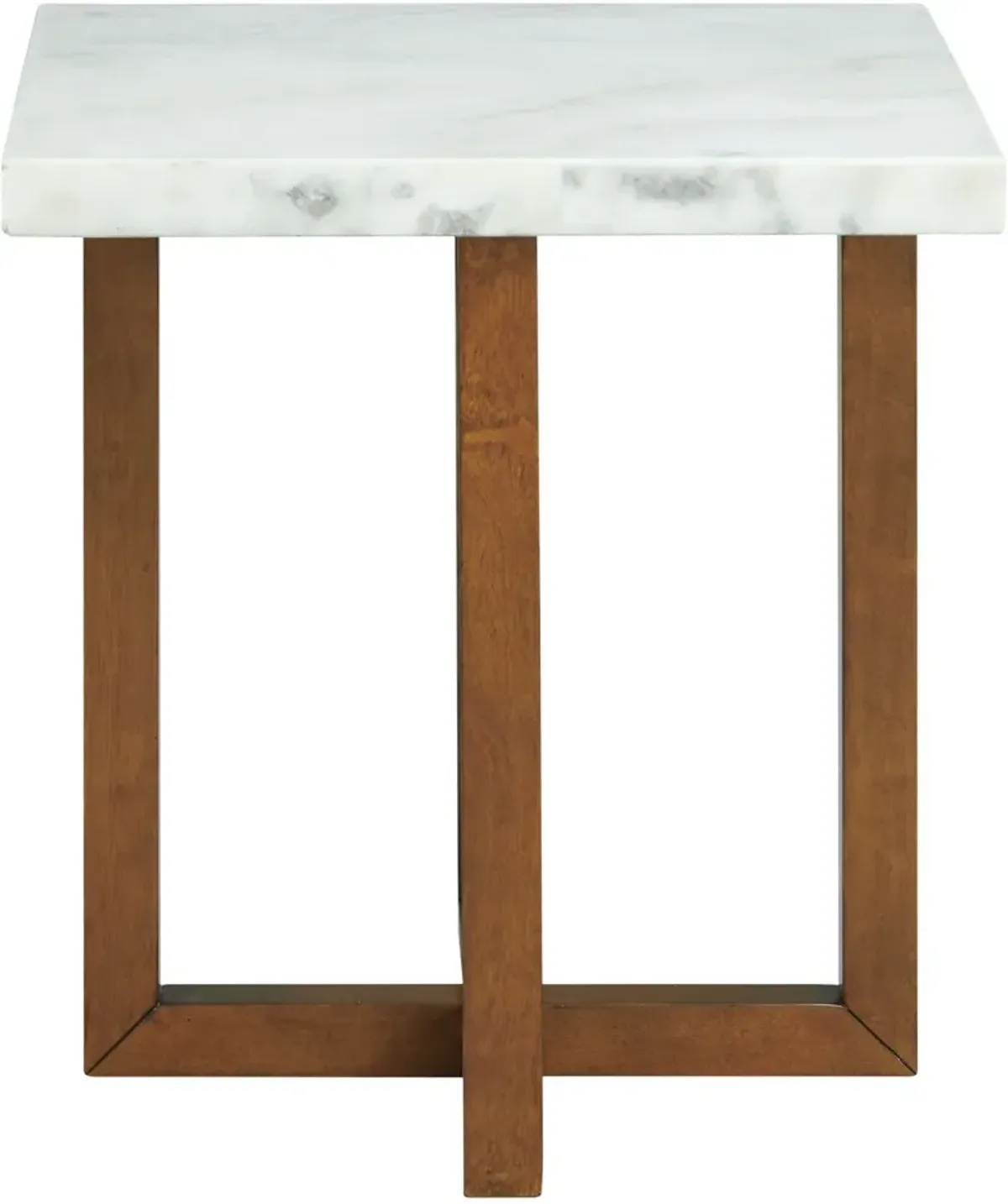 Elliana Marble Square End Table - White