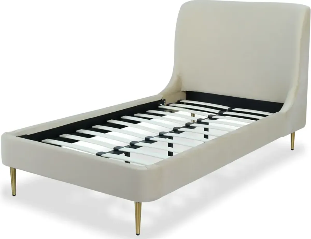 Hudgens Twin Upholstered Platform Bed - Cream