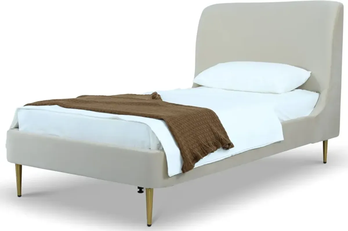 Hudgens Twin Upholstered Platform Bed - Cream