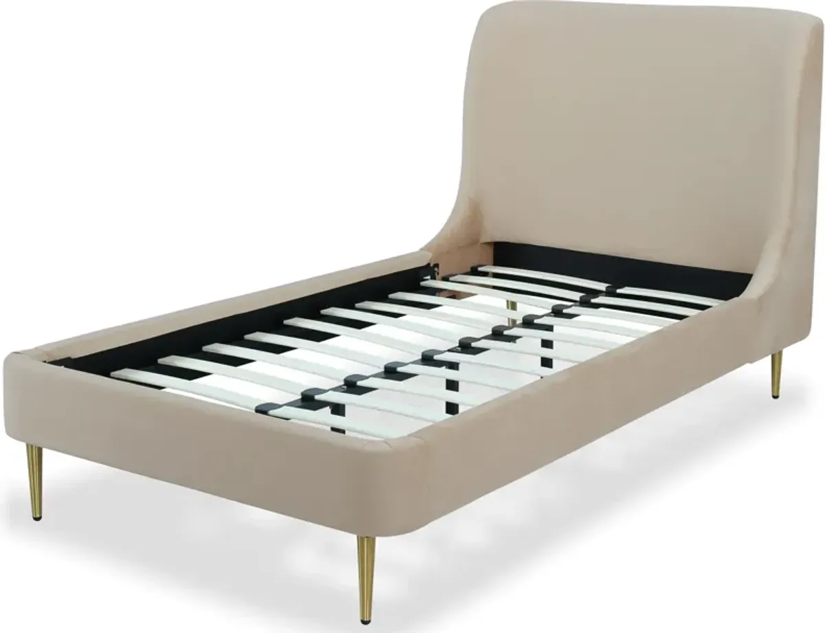 Hudgens Twin Upholstered Platform Bed - Taupe