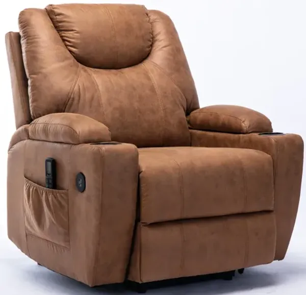 Deans Oversized Power Lift Recliner - Camel