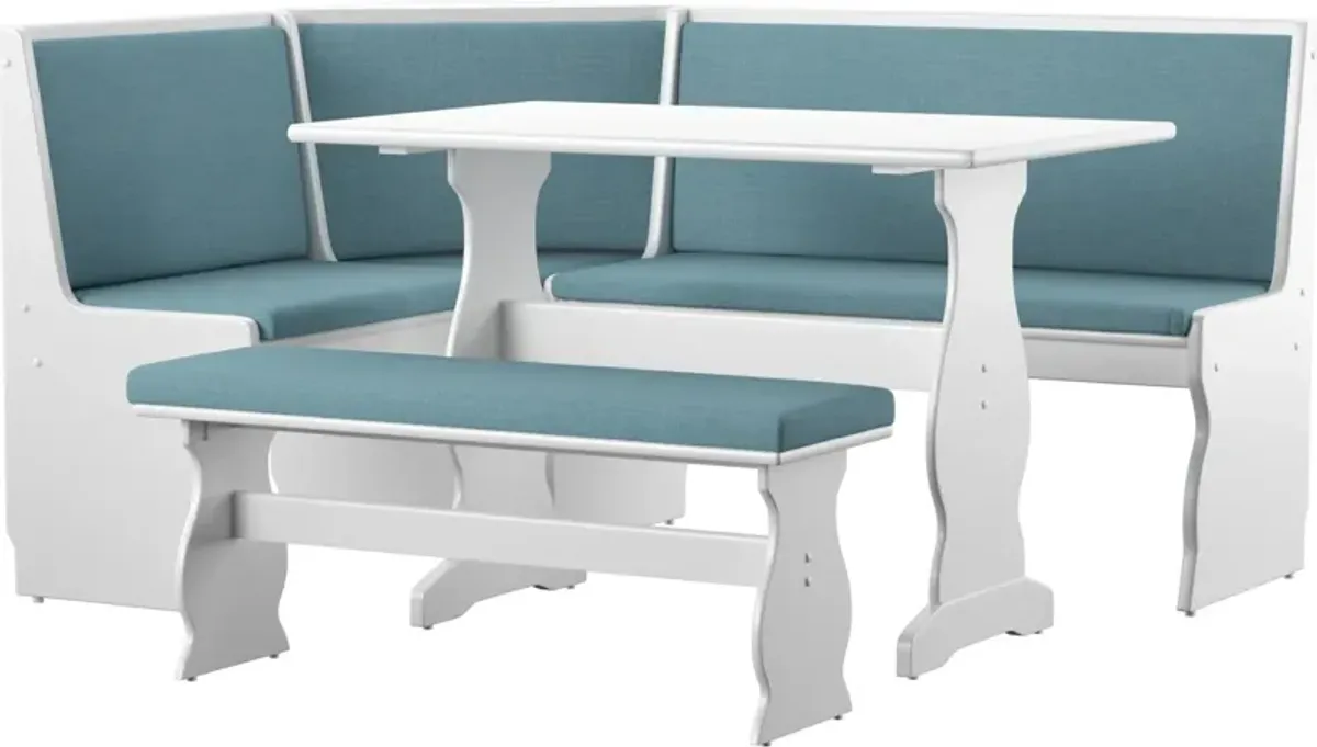 Razz Dining Table, Banquette and Bench - White/Blue
