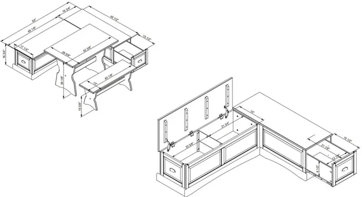 Joelle Dining Table, Banquette and Bench