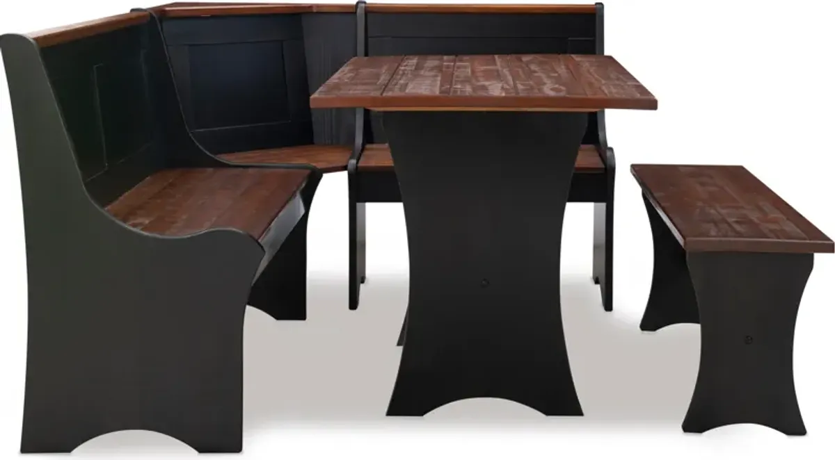 Manny Dining Table, Banquette and Bench - Black/Brown