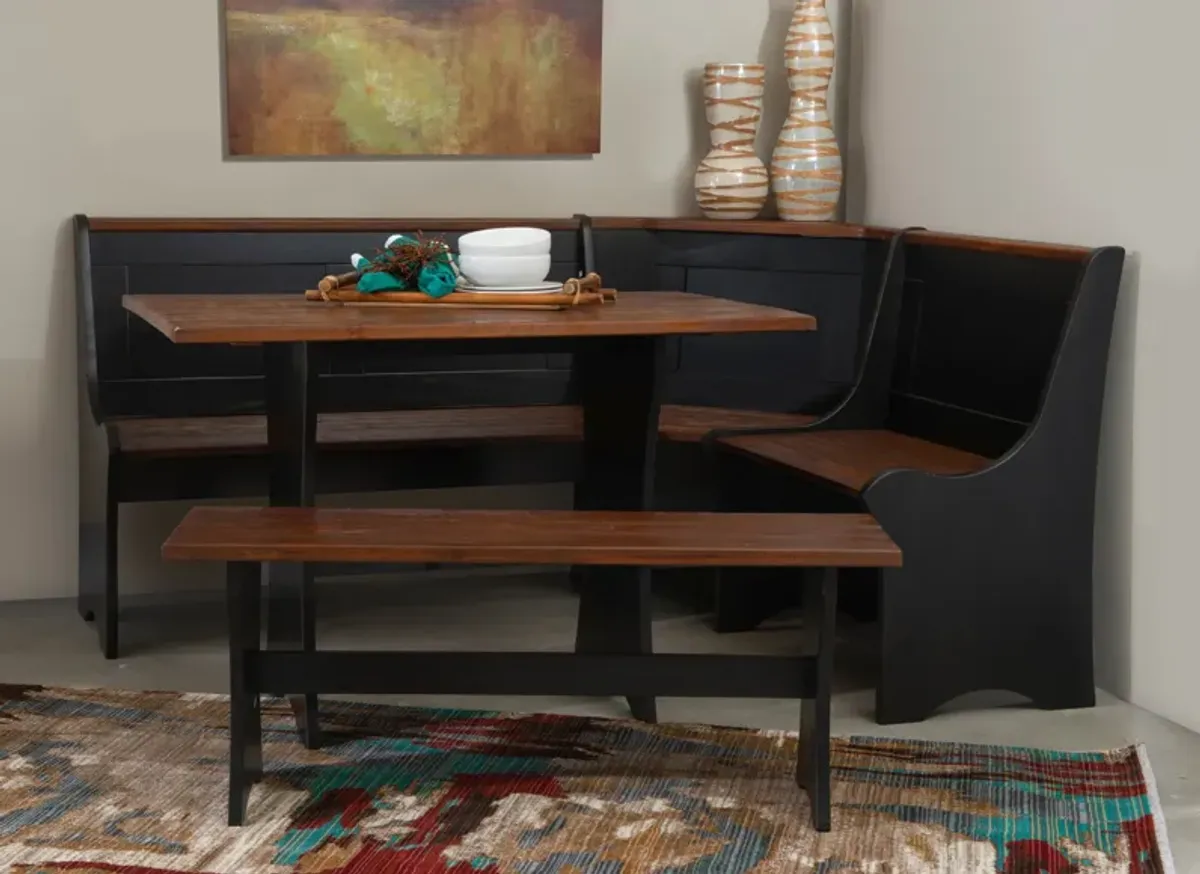 Manny Dining Table, Banquette and Bench - Black/Brown