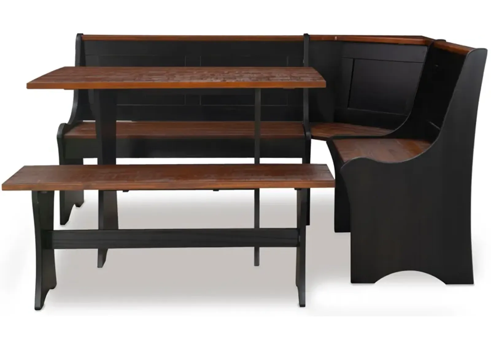 Manny Dining Table, Banquette and Bench - Black/Brown