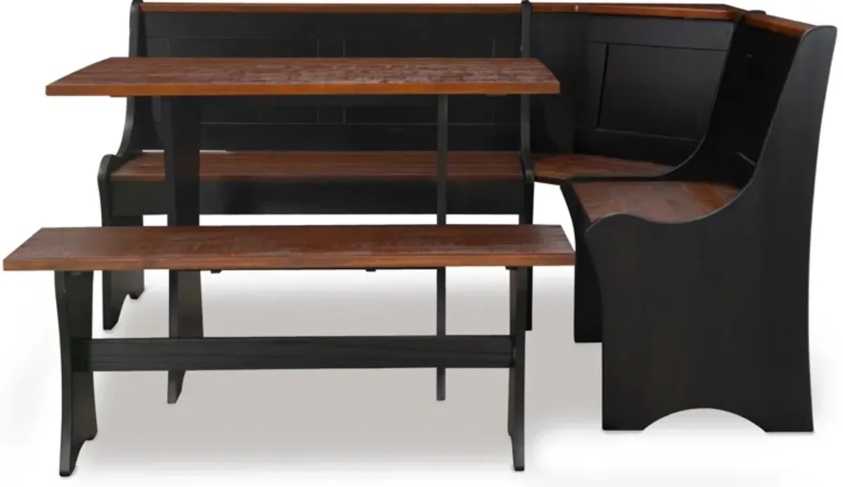 Manny Dining Table, Banquette and Bench - Black/Brown