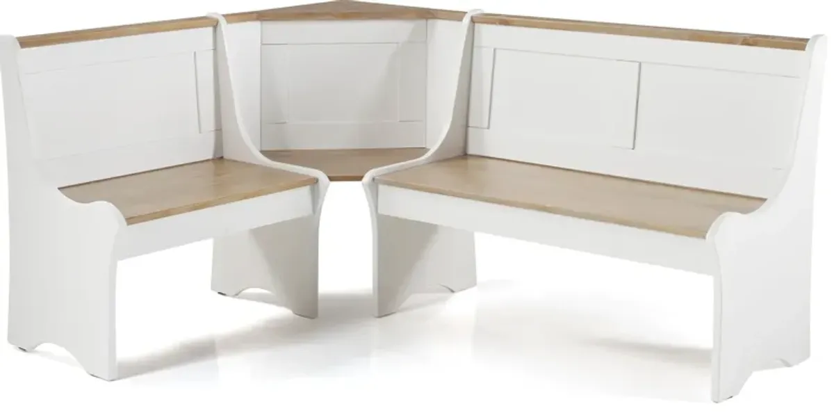 Manny Dining Table, Banquette and Bench - White/Brown