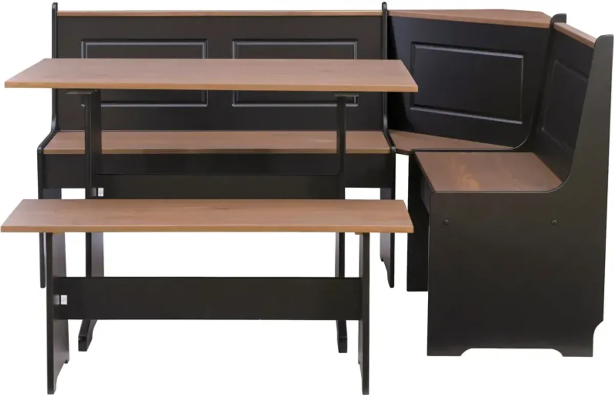 Pent Dining Table, Banquette and Bench - Black/Brown